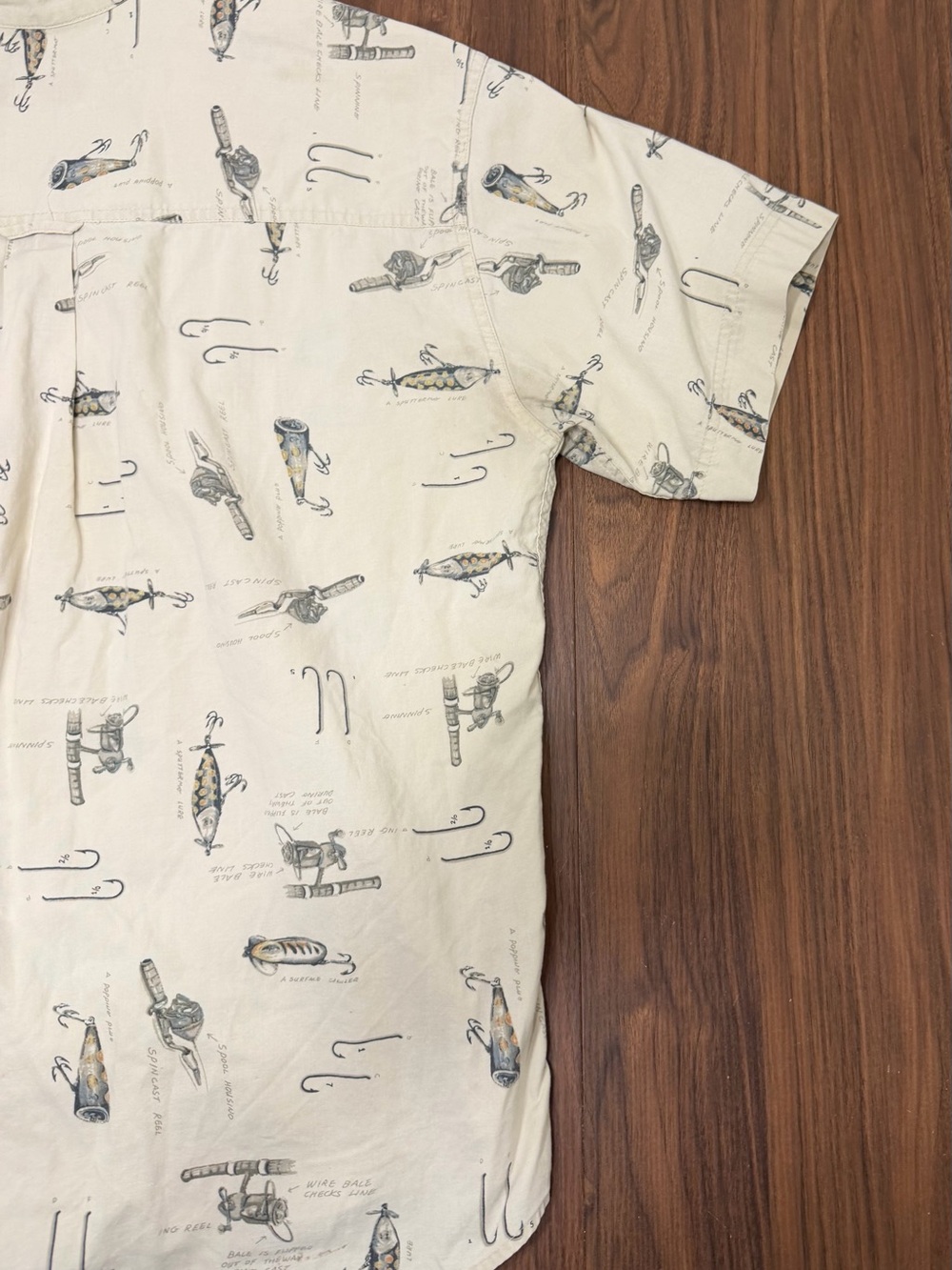 Vintage Woolrich Cream Fishing Lure Print Shirt - Picture 8 of 9